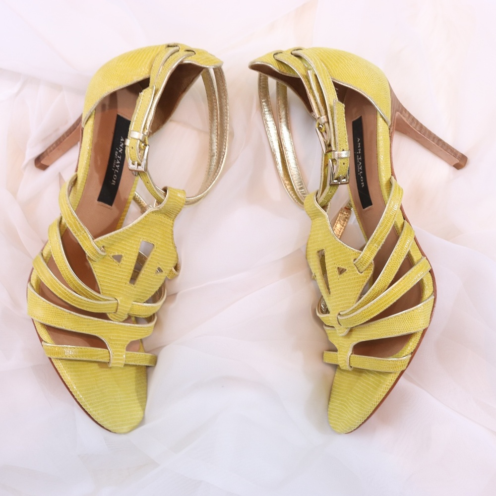 Ann Taylor Strappy Leather Snakeskin Sandals